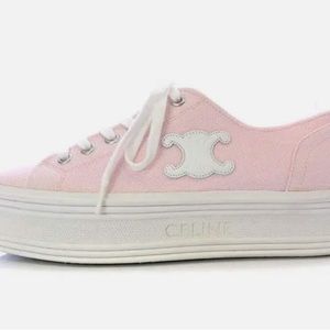 new celine triomphe pink platform tennis shoes size 11